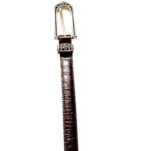 Brighton Women's Croc Embossed Leather Belt  Size M 30 Brown Silver Buckle B3108